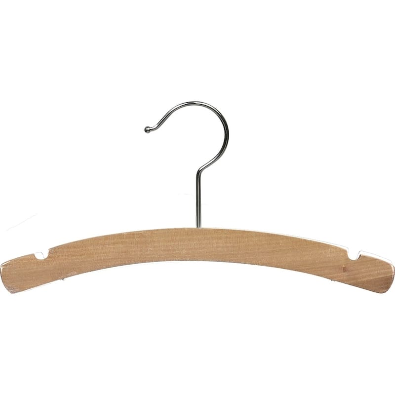 Arched Kids Top Hanger with Notches and Natural Finish