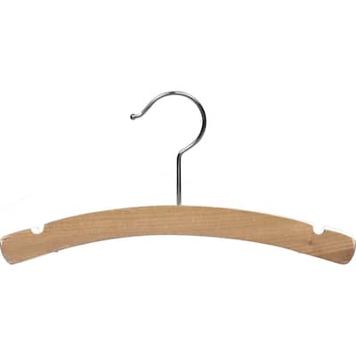 Arched Kids Top Hanger with Notches and Natural Finish