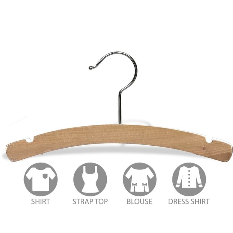 Arched Kids Top Hanger with Notches and Natural Finish