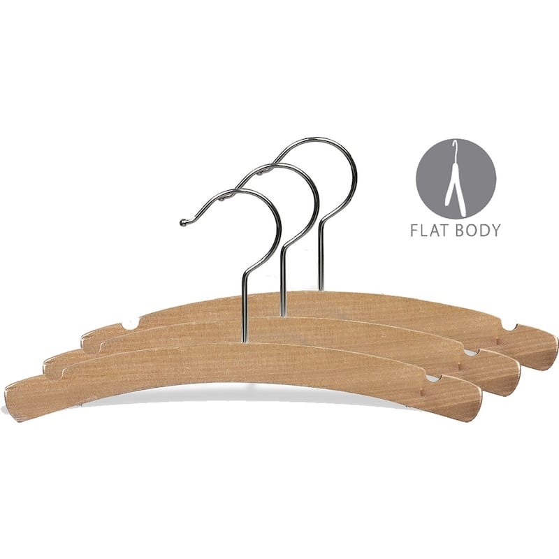 Arched Kids Top Hanger with Notches and Natural Finish