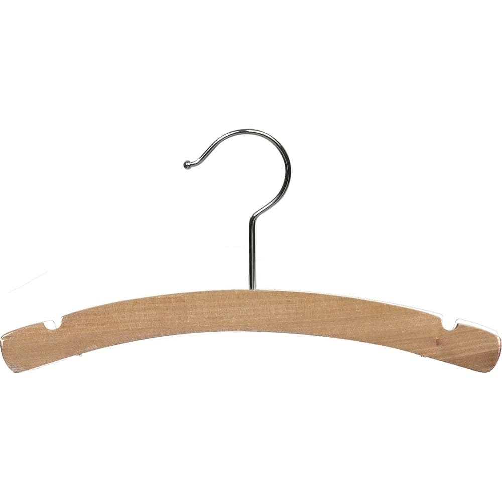 Arched Kids Top Hanger with Notches and Natural Finish