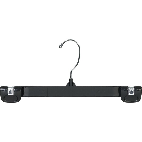 Classic Black Plastic Pant Hanger with Pinch Grips and Chrome Swivel ...