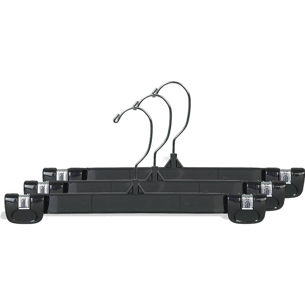 Classic Black Plastic Pant Hanger with Pinch Grips and Chrome Swivel