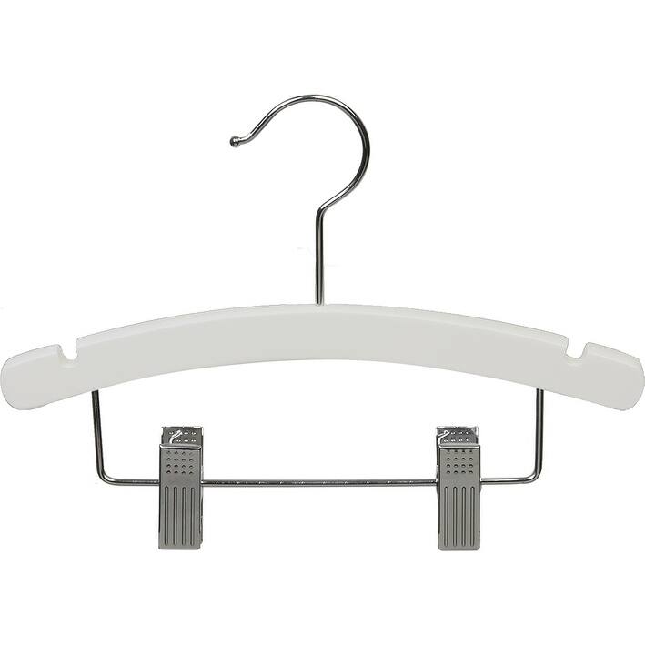 Kids Combo Hanger, Arched 10 Inch Wood Hanger with Clips and Notches