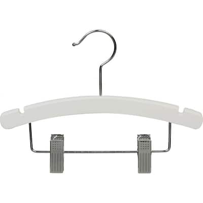 Kids Combo Hanger, Arched 10 Inch Wood Hanger with Clips and Notches
