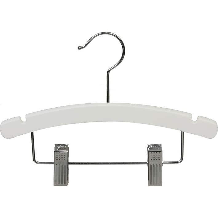 Kids Combo Hanger, Arched 10 Inch Wood Hanger with Clips and Notches