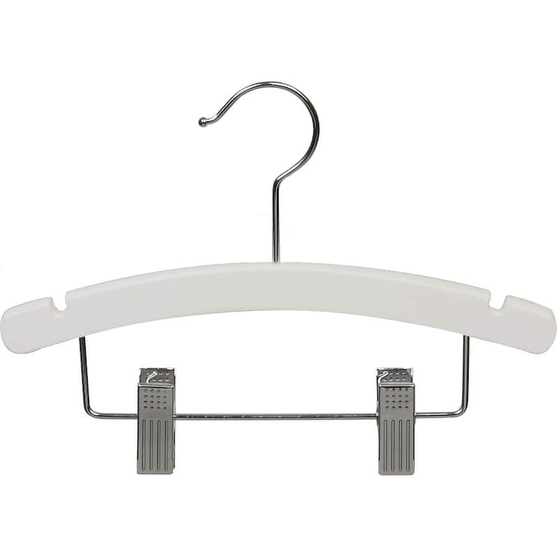Kids Combo Hanger, Arched 10 Inch Wood Hanger with Clips and Notches