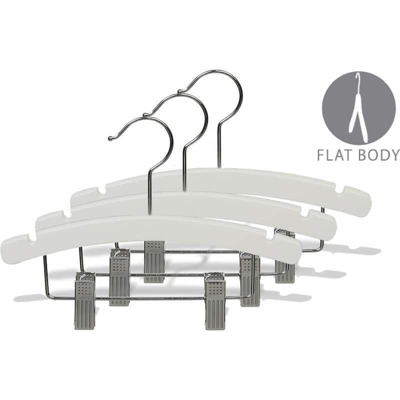 Kids Combo Hanger, Arched 10 Inch Wood Hanger with Clips and Notches
