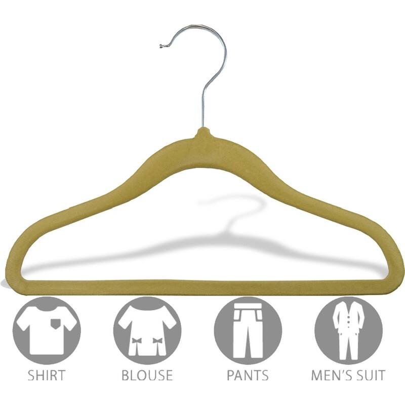 Kids Slimline Hangers, 11 Inch Non-Slip Velvet Suit Hangers with Chrome Swivel Hook