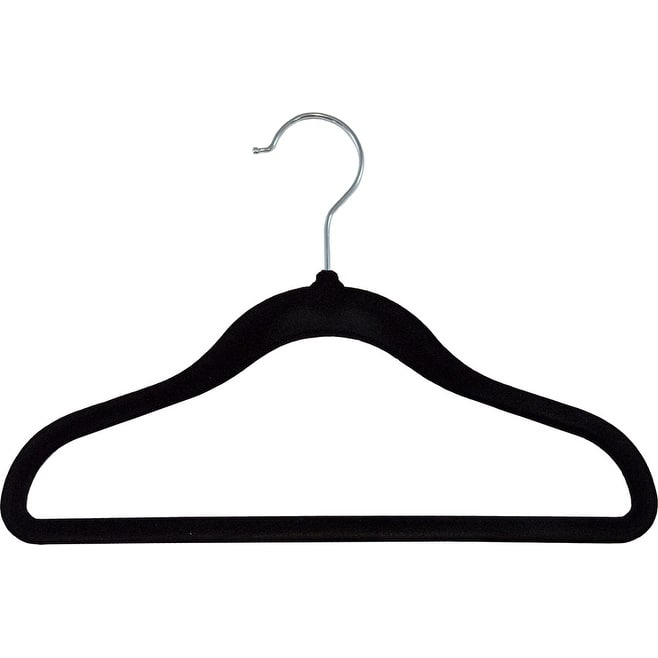 Kids Slimline Hangers, 11 Inch Non-Slip Velvet Suit Hangers with Chrome Swivel Hook - black box of 100
