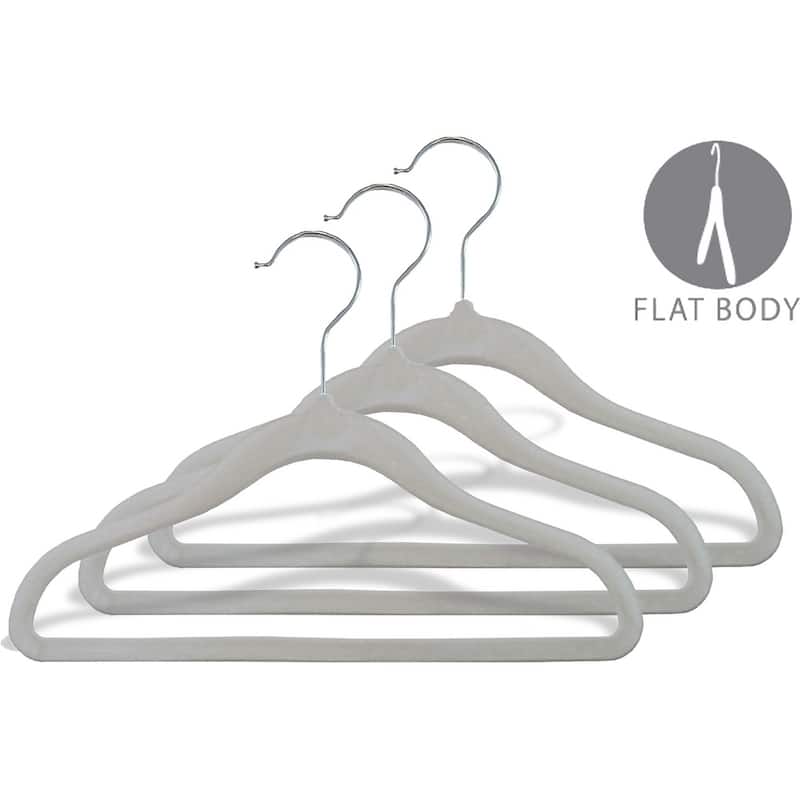 Kids Slimline Hangers, 11 Inch Non-Slip Velvet Suit Hangers with Chrome Swivel Hook