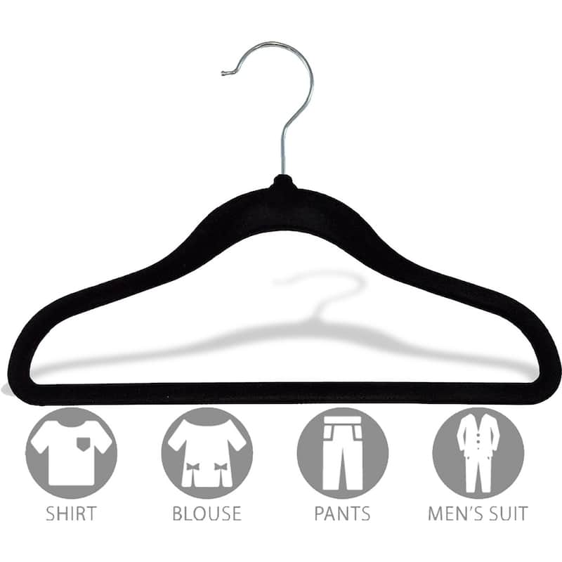 Kids Slimline Hangers, 11 Inch Non-Slip Velvet Suit Hangers with Chrome Swivel Hook