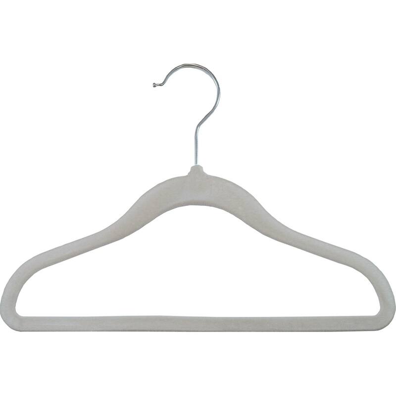 Kids Slimline Hangers, 11 Inch Non-Slip Velvet Suit Hangers with Chrome Swivel Hook - white box of 25