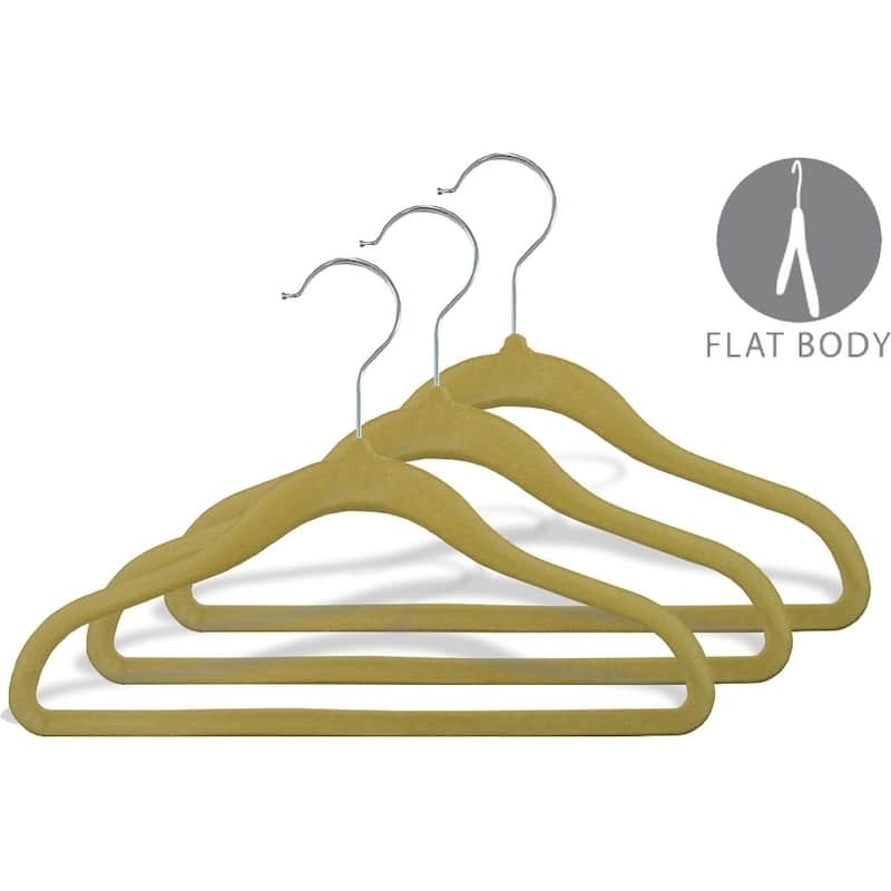 Kids Slimline Hangers, 11 Inch Non-Slip Velvet Suit Hangers with Chrome Swivel Hook