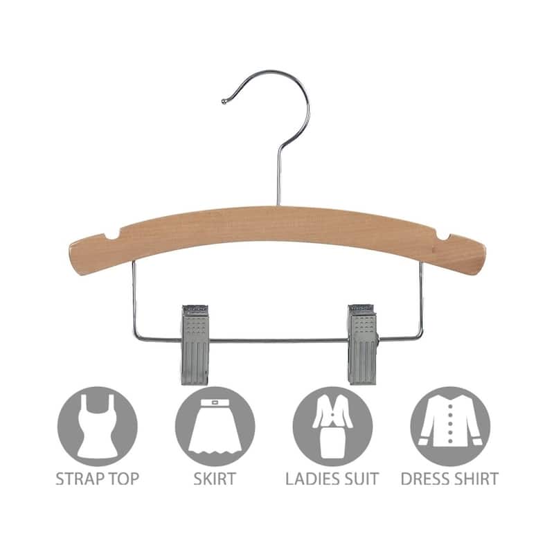 Kids Combo Hangers with Adjustable Clips and Natural Finish