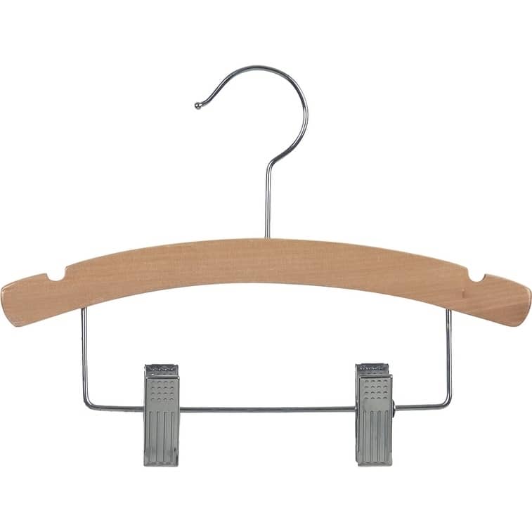 Kids Combo Hangers with Adjustable Clips and Natural Finish