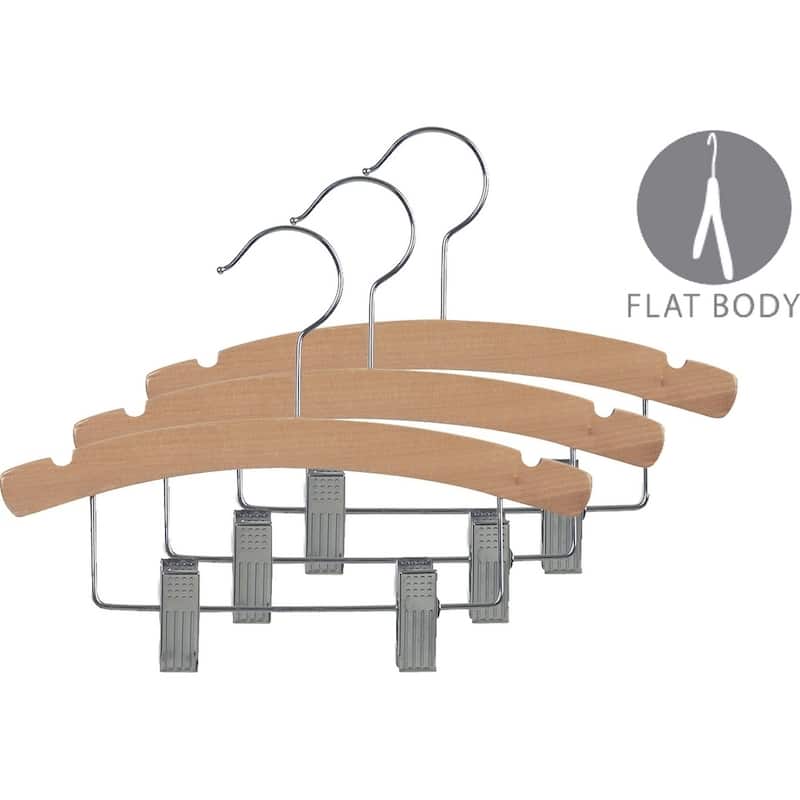 Kids Combo Hangers with Adjustable Clips and Natural Finish