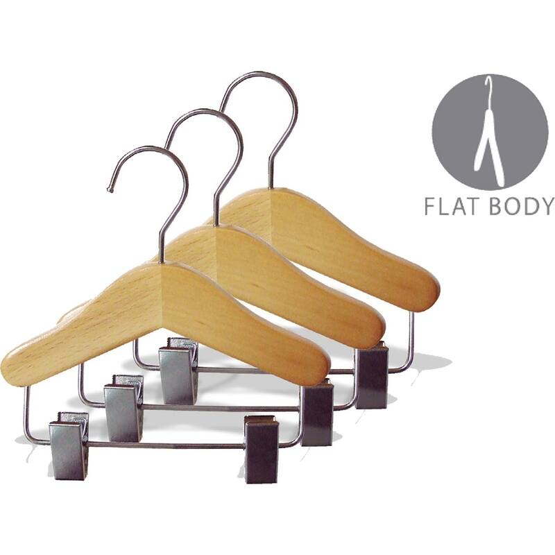 Small Wooden Combo Hanger with Clips, 6 inch Hangers for Dolls, Pets, or Small Infants