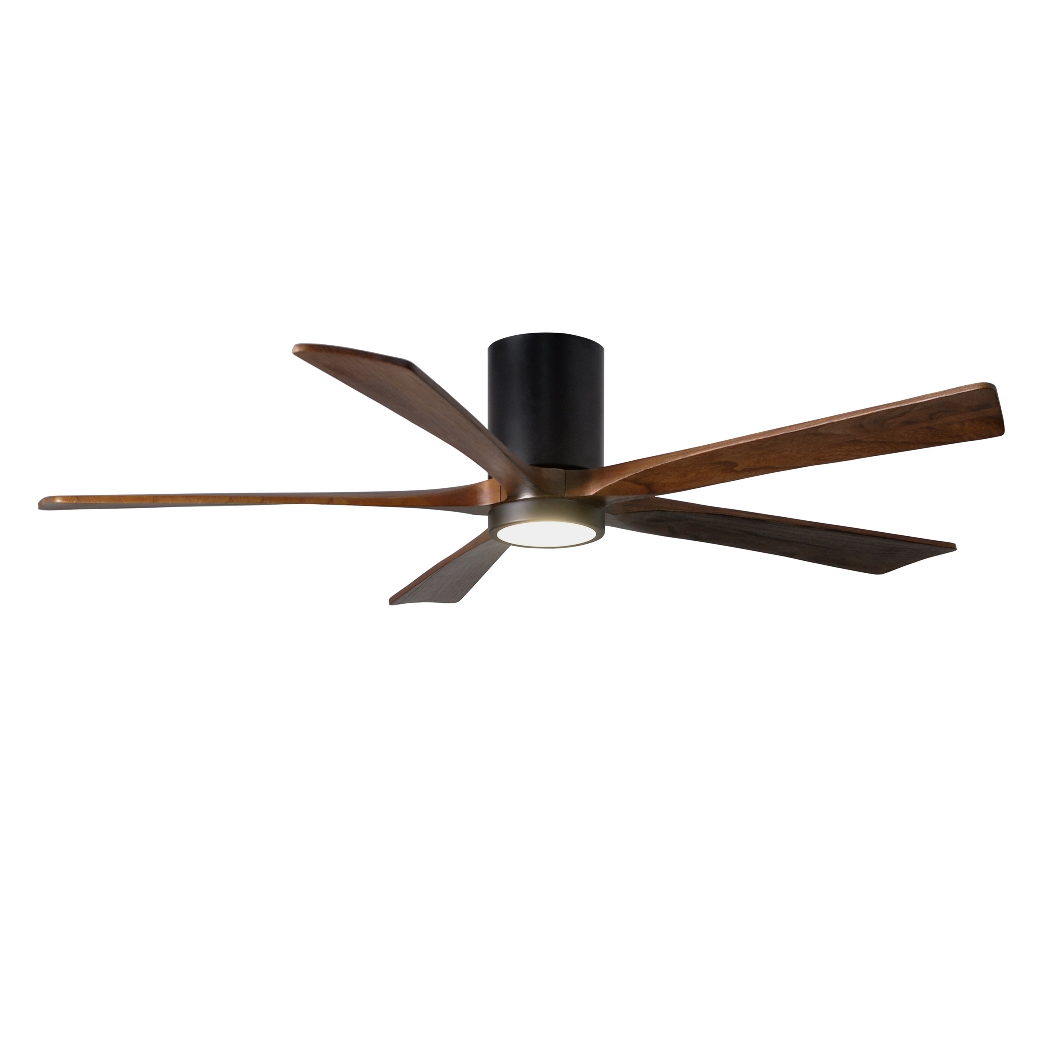 Irene Hlk 5 Blade 60 Inch Matte Black Flush Mount Paddle Fan With Walnut Tone Blades