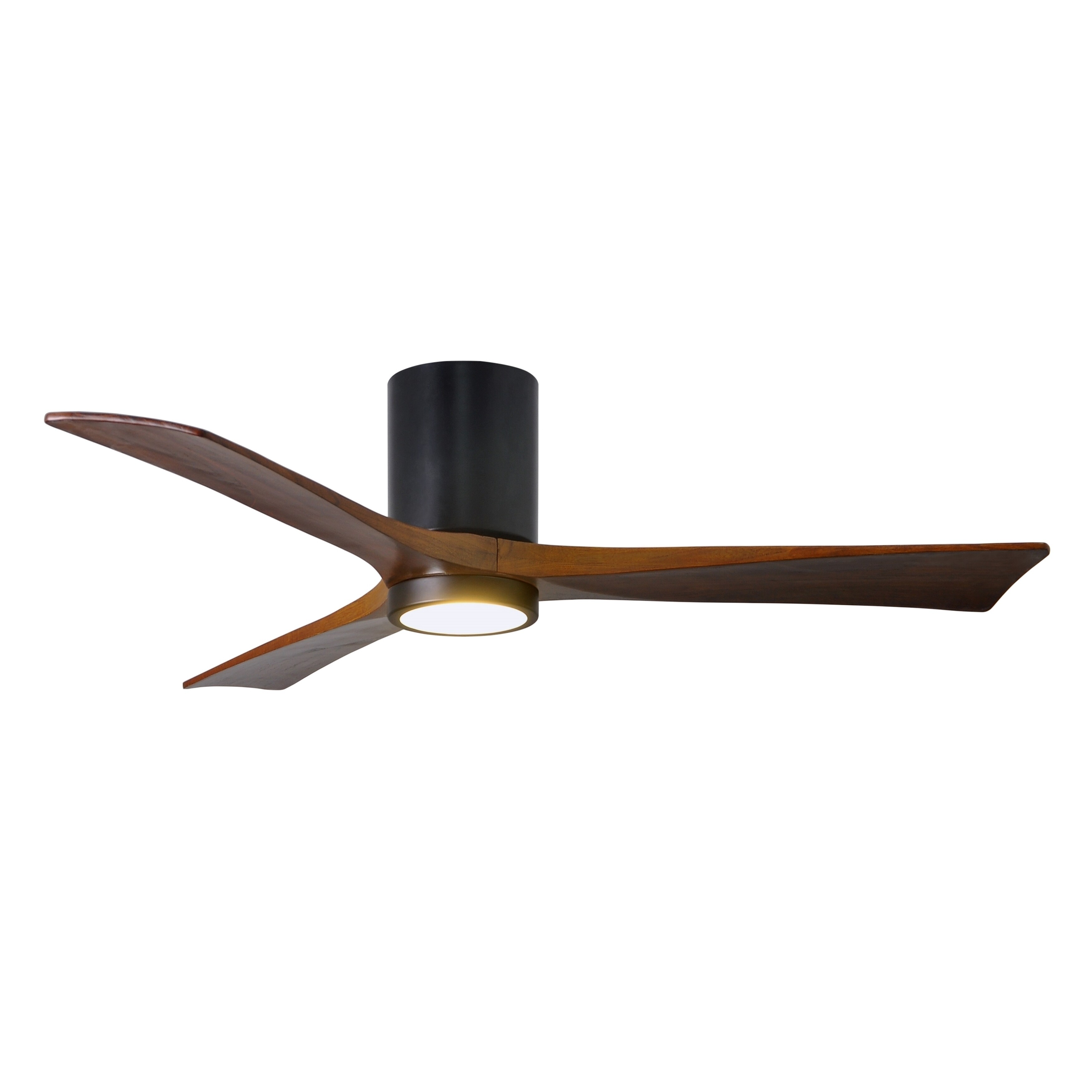 Irene Hlk 3 Blade 52 Inch Matte Black Flush Mount Paddle Fan With Walnut Tone Blades