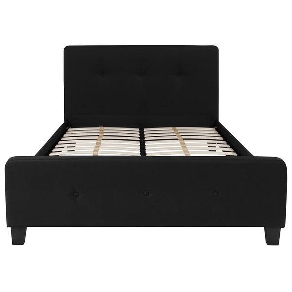 Elmira Full Size Black Fabric Platform Bed With Button Tufted Headboard Bed Bath And Beyond