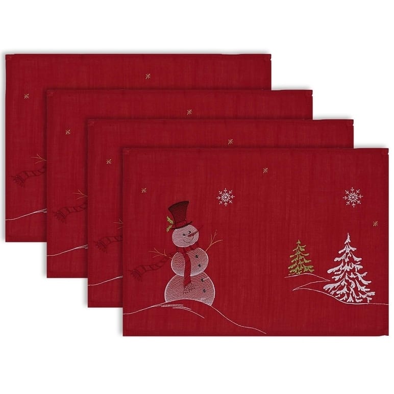Design Imports Embroidered Snowman Kitchen Placemat Set (Set of 4)