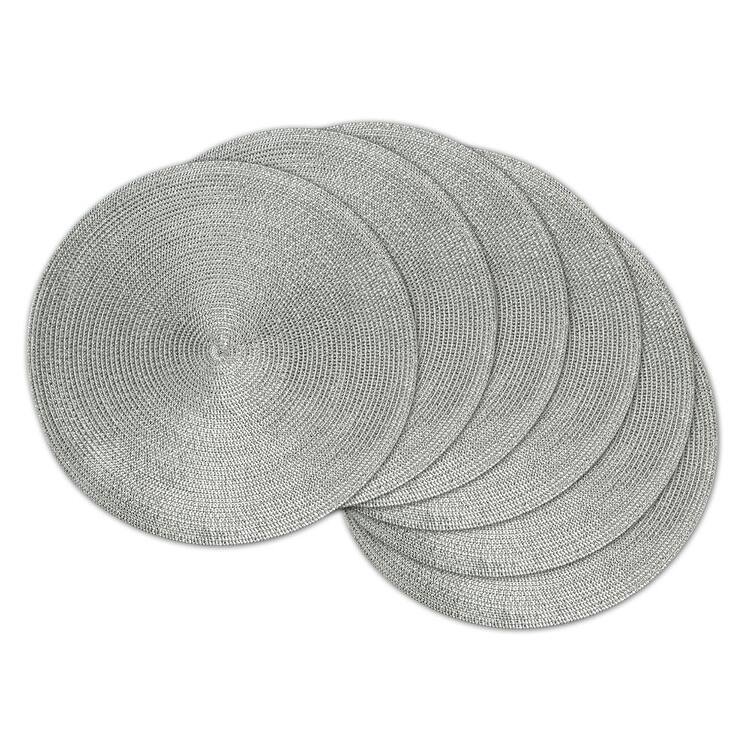 Design Imports Round Metallic Polypropolene Kitchen Placemat Set of 6) - Silver - Set of 6