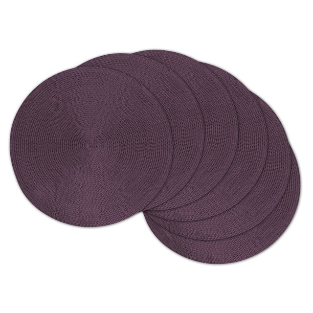 DII Indoor/ Outdoor Round Woven Placemats (Set of 6) - Eggplant