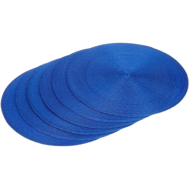 DII Indoor/ Outdoor Round Woven Placemats (Set of 6) - Nautical Blue