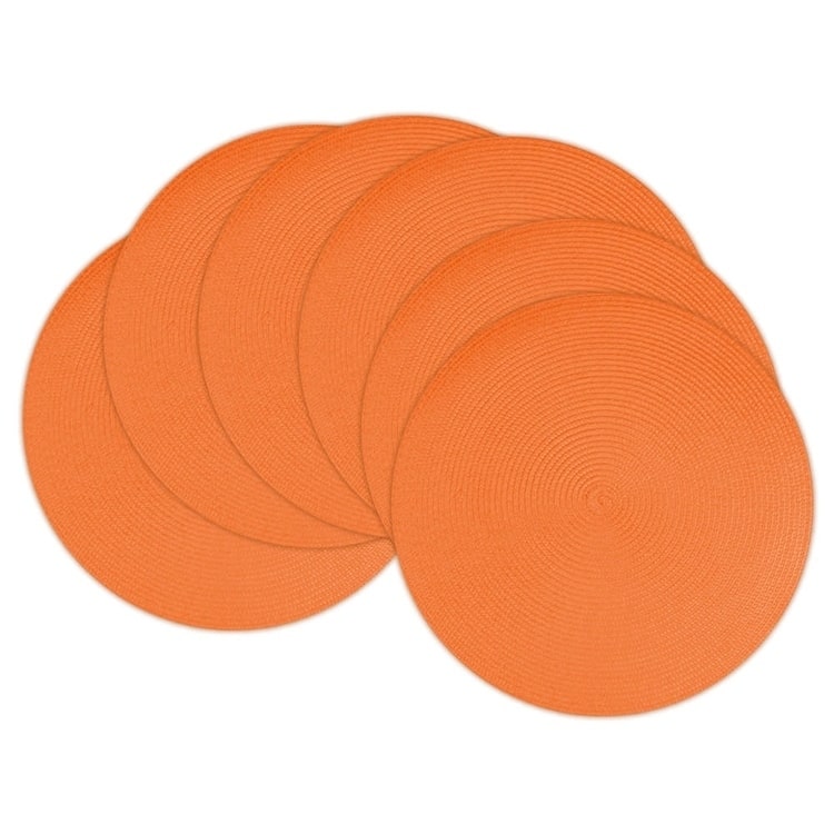 DII Indoor/ Outdoor Round Woven Placemats (Set of 6) - Orange