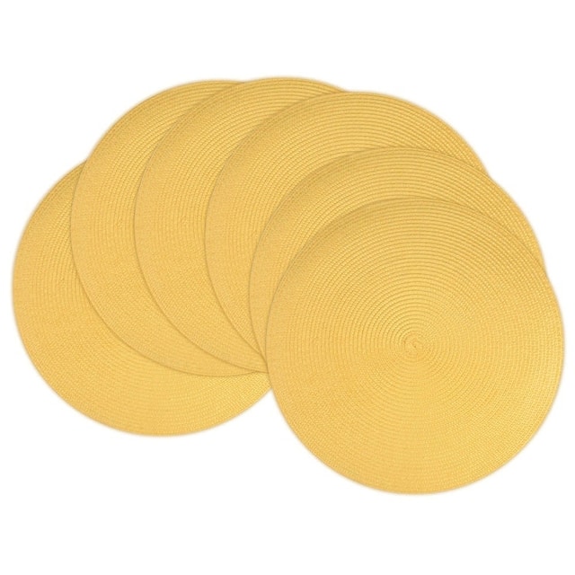 DII Indoor/ Outdoor Round Woven Placemats (Set of 6) - Yellow