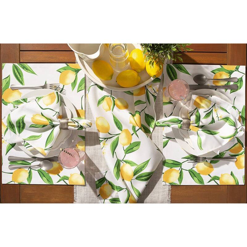 Design Imports Summer Stripe Polyester Outdoor Placemat Set (Set of 6)