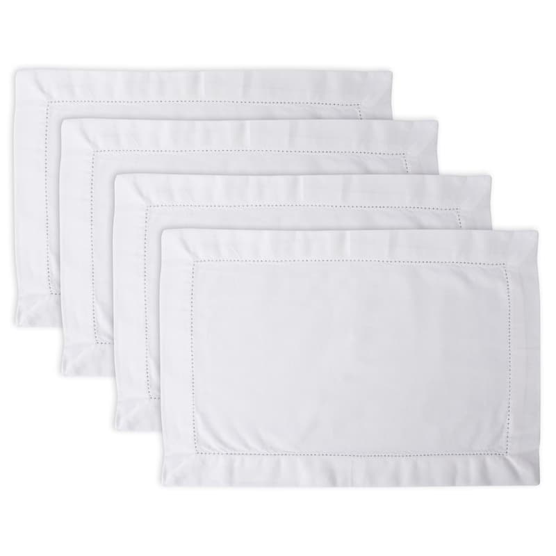 Design Imports Off-White Hemstitch Kitchen Placemat Set (Set of 4)