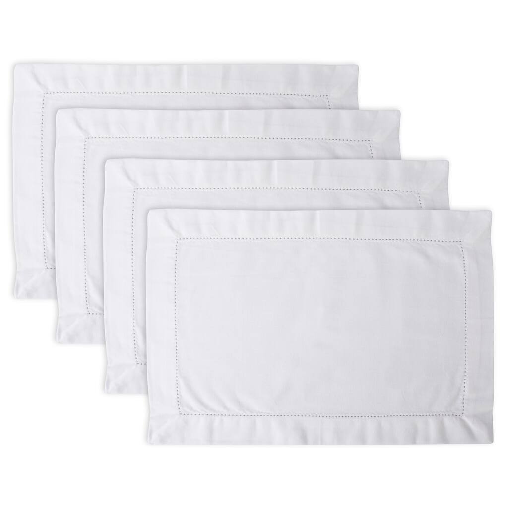 Design Imports Off-White Hemstitch Kitchen Placemat Set (Set of 4)