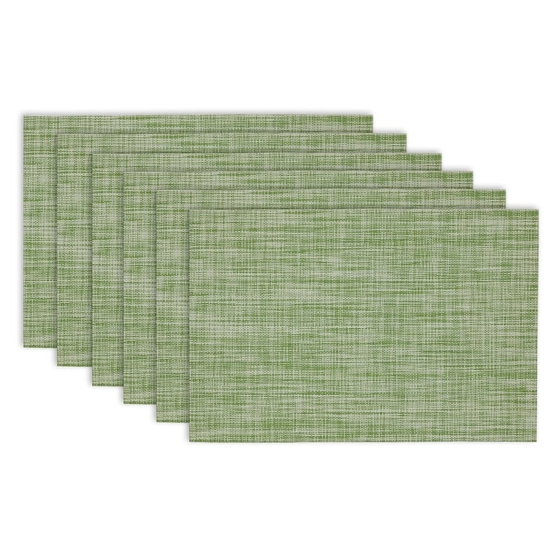 Design Imports Fig Green Tweed PVC Kitchen Placemat Set (Set of 6) - Set of 6 - fig green