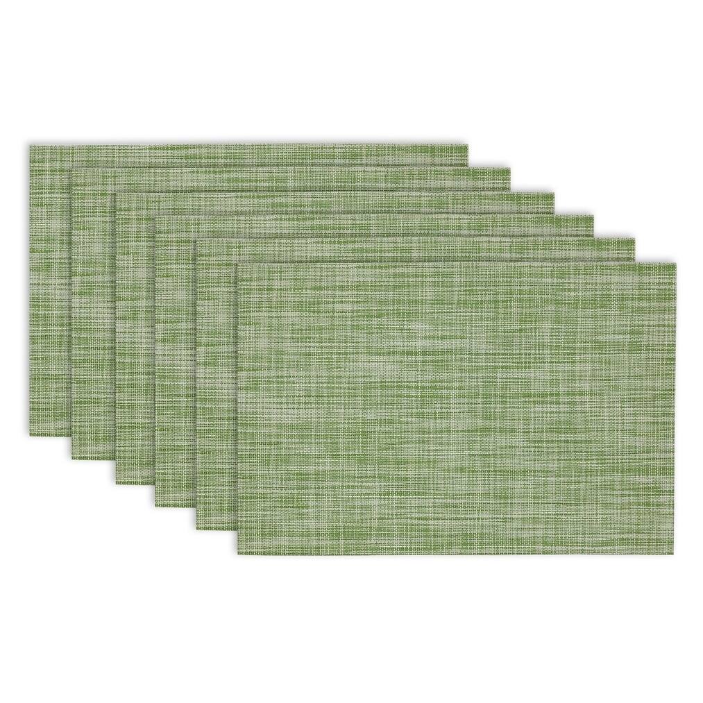 Design Imports Fig Green Tweed PVC Kitchen Placemat Set (Set of 6)