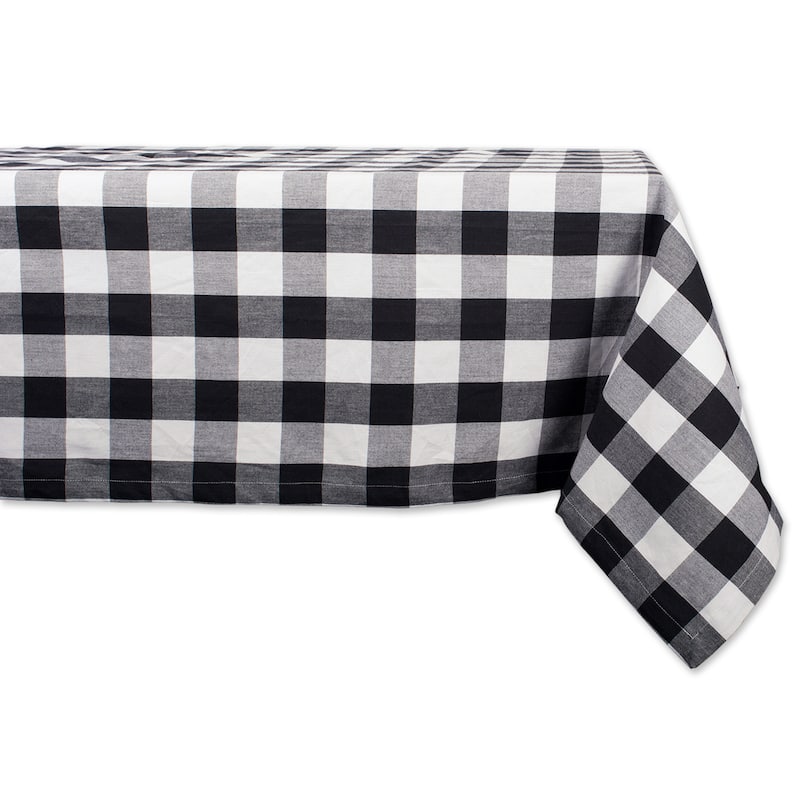 DII Buffalo Check Kitchen Tablecloth - 104 inches x 60 inches - Black & White