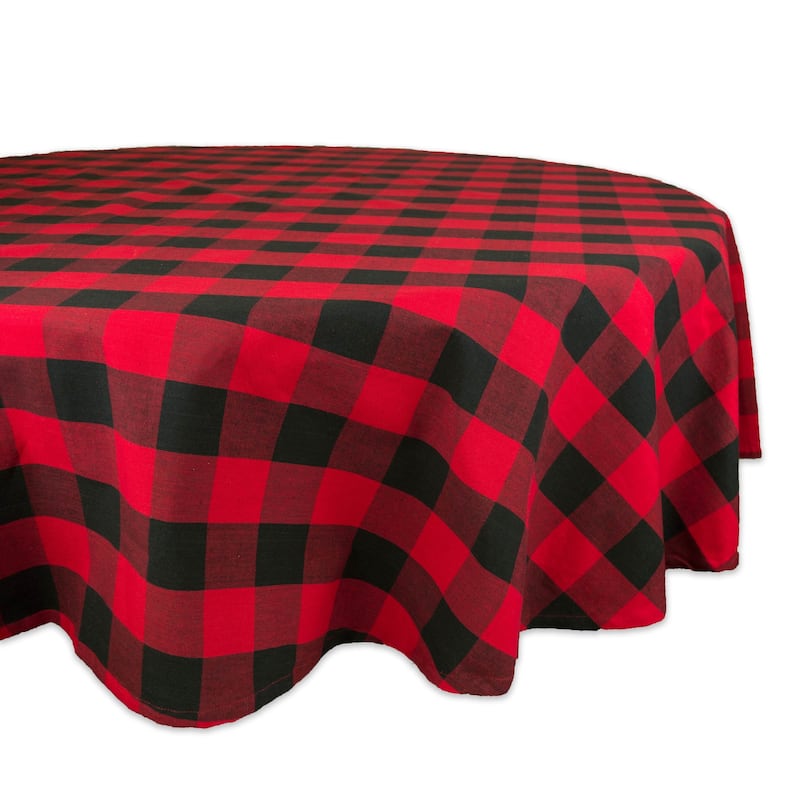 DII Buffalo Check Kitchen Tablecloth - 70 inches - Red & Black