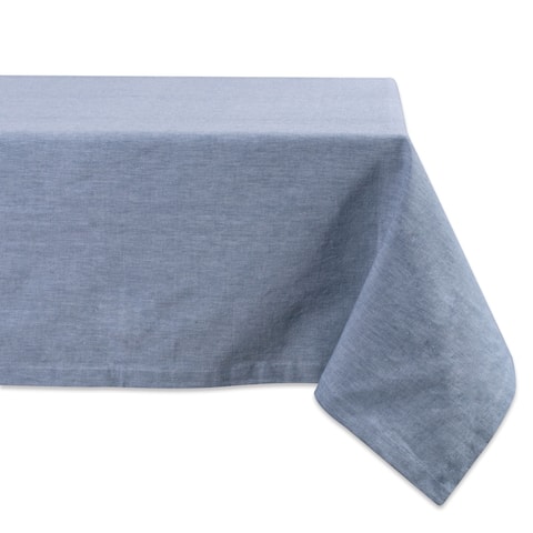 Design Imports Blue Solid Chambray Kitchen Tablecloth (84 Inch Wide x 60 Inch Long)