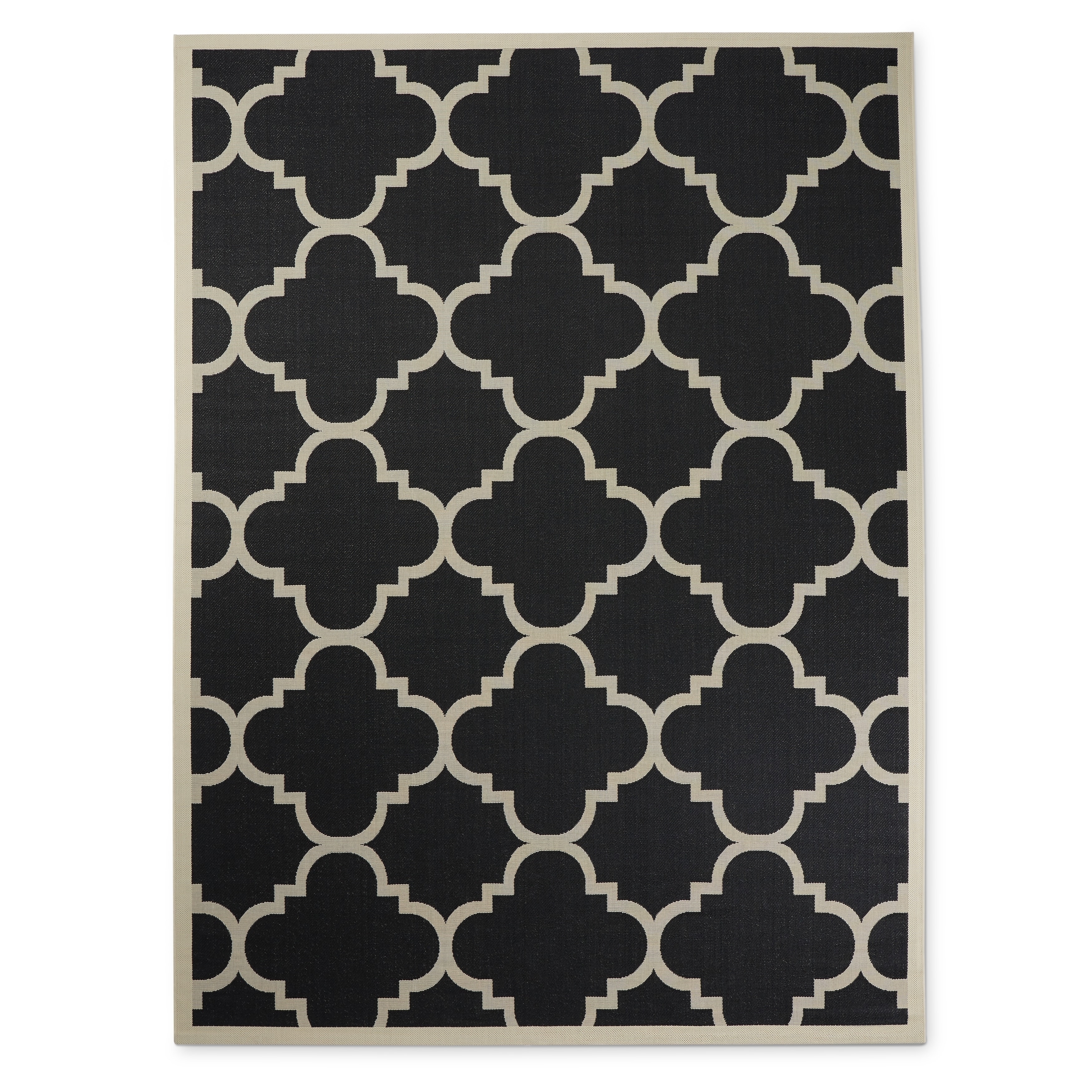 Safavieh Courtyard Quatrefoil Black/ Beige Indoor/ Outdoor Rug - Black - 2'  x 3'7 - Bed Bath & Beyond - 21209900