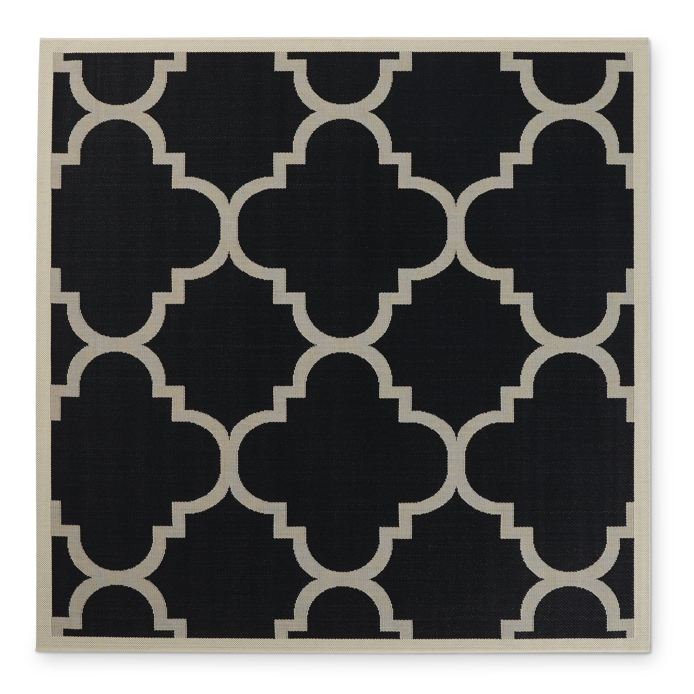 Safavieh Courtyard Quatrefoil Black/ Beige Indoor/ Outdoor Rug - Black - 2'  x 3'7 - Bed Bath & Beyond - 21209900