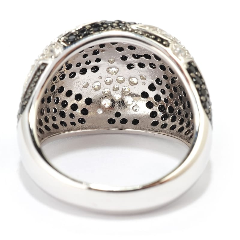 Sterling Silver Black Spinel & Natural White Zircon Ring
