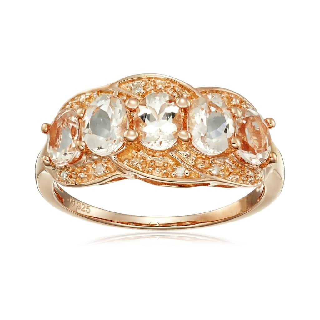 Rose Gold-Plated Silver Morganite & Diamond Ring