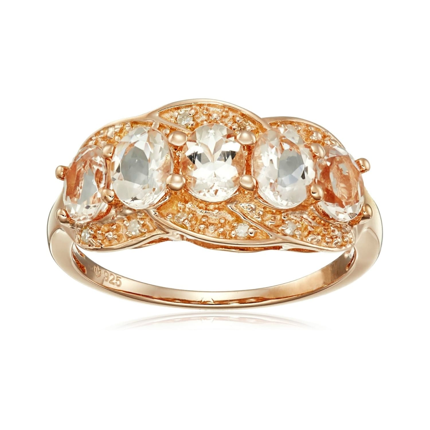 Pinctore Rose Gold-Plated Silver Morganite & Diamond Ring