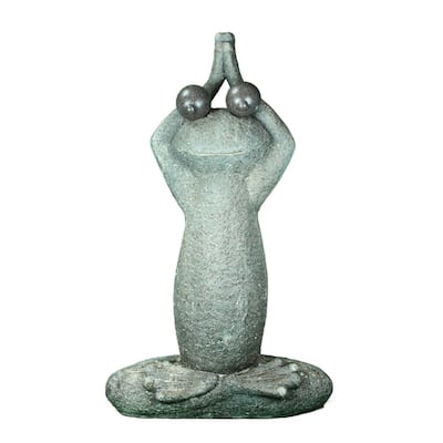 Bohemian Garden Frog Some Figurine Sitting In Yoga Form, Gray