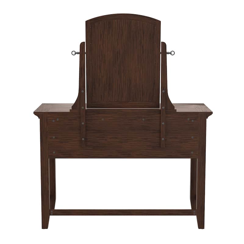 Modern Mission Bedroom Vanity and Mirror in Vintage Oak Finish