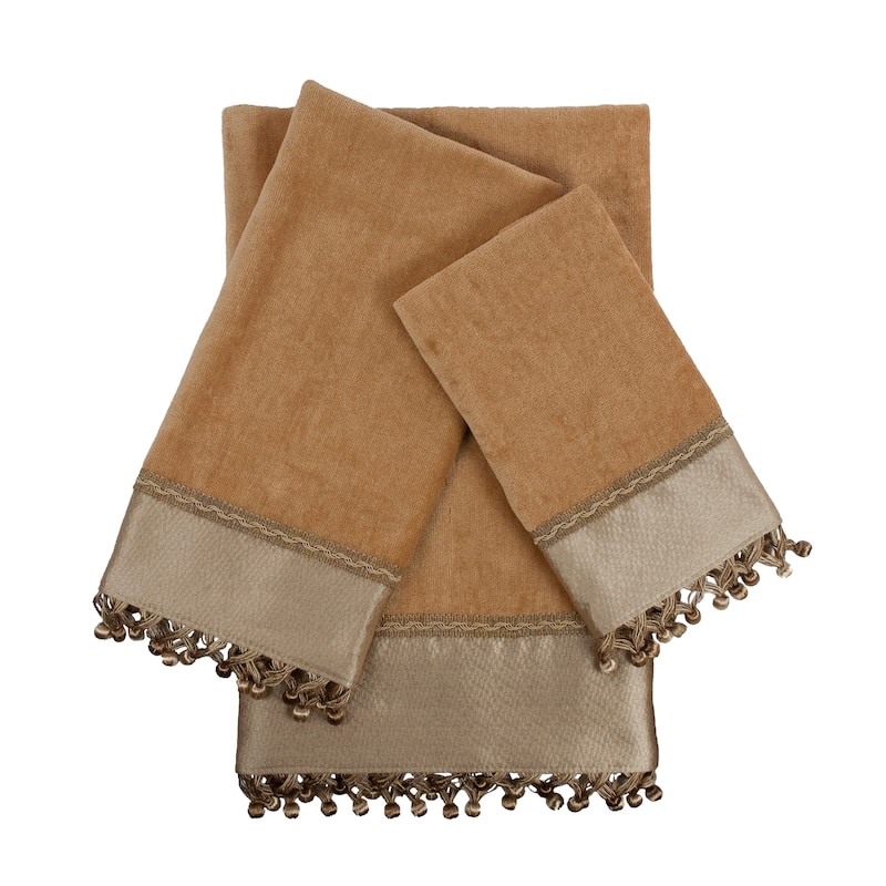 Sherry Kline Altadore Gold 3-piece Decorative Embellished Towel Set - N/A