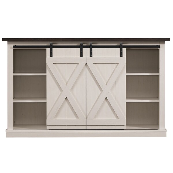 Pamari TC54-6127-TPG03 Wrangler Sliding Barn Door TV Stand Off-White