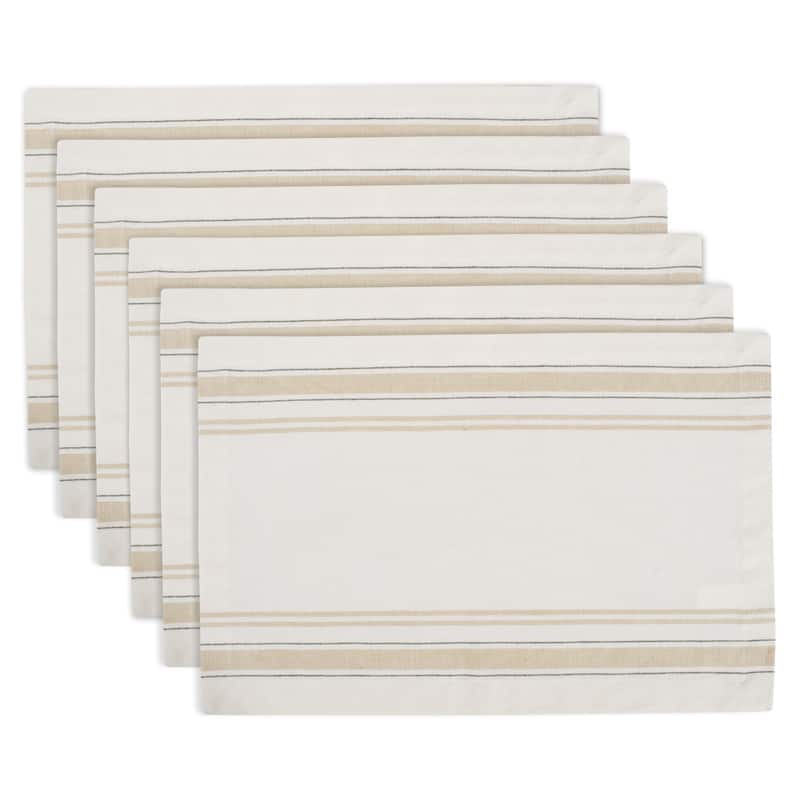 Design Imports Teal French Stripe Kitchen Placemat Set (Set of 6)