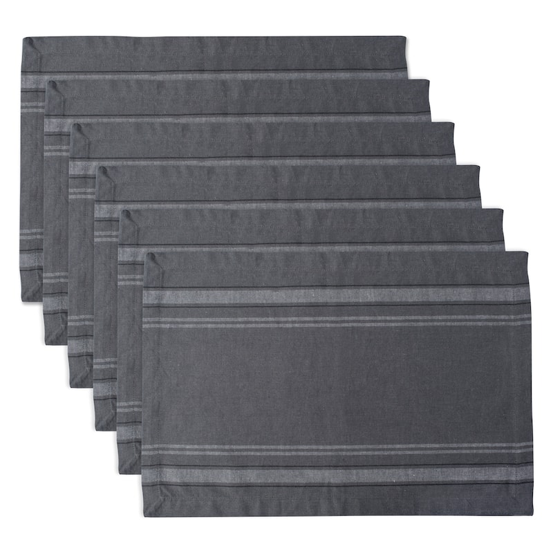 Design Imports Teal French Stripe Kitchen Placemat Set (Set of 6) - gray chambray